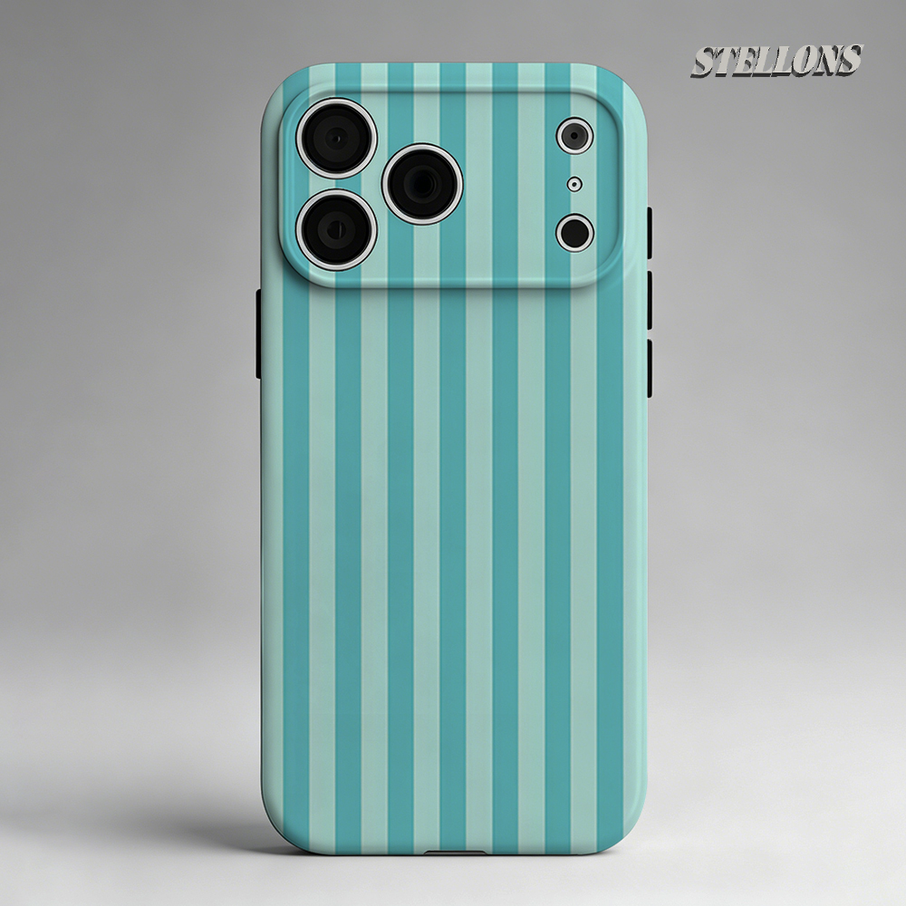 Phone Accessories And Cases - Mint Stripe Doppelschichtige Rückabdeckung für iPhone